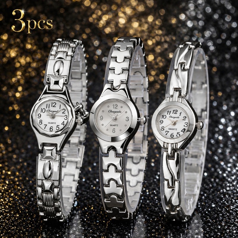 Luxury Watch With Arabic Numerals - 3 Parça Moda Kadın Saatler Set