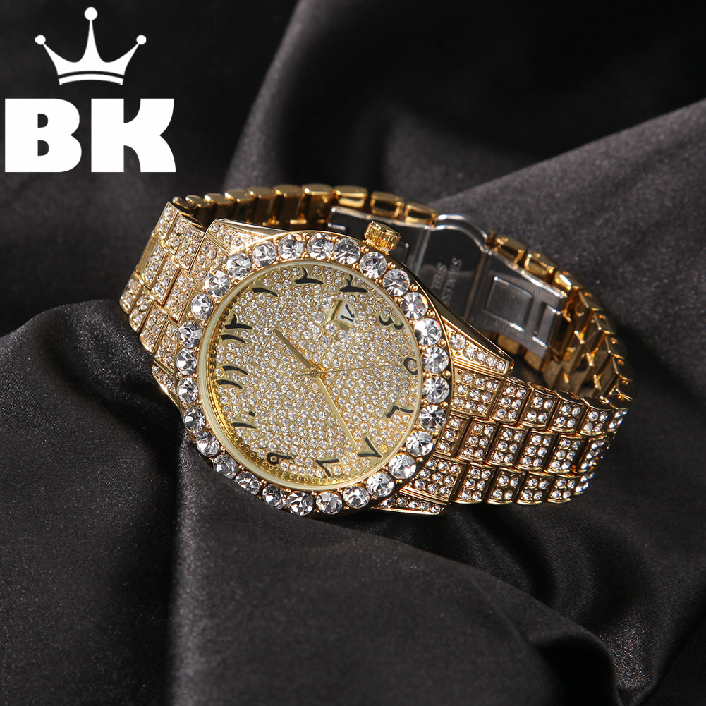 Luxury Watch With Arabic Numerals - HIP HOP Büyük Kadran Tam Buzlu