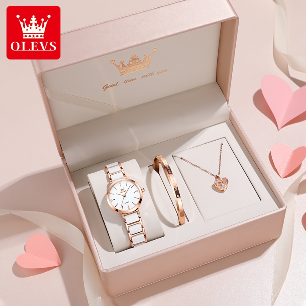 Luxury Watch With Bracelet - OLEVS Kadın Saati 5877 Lüks Zarif