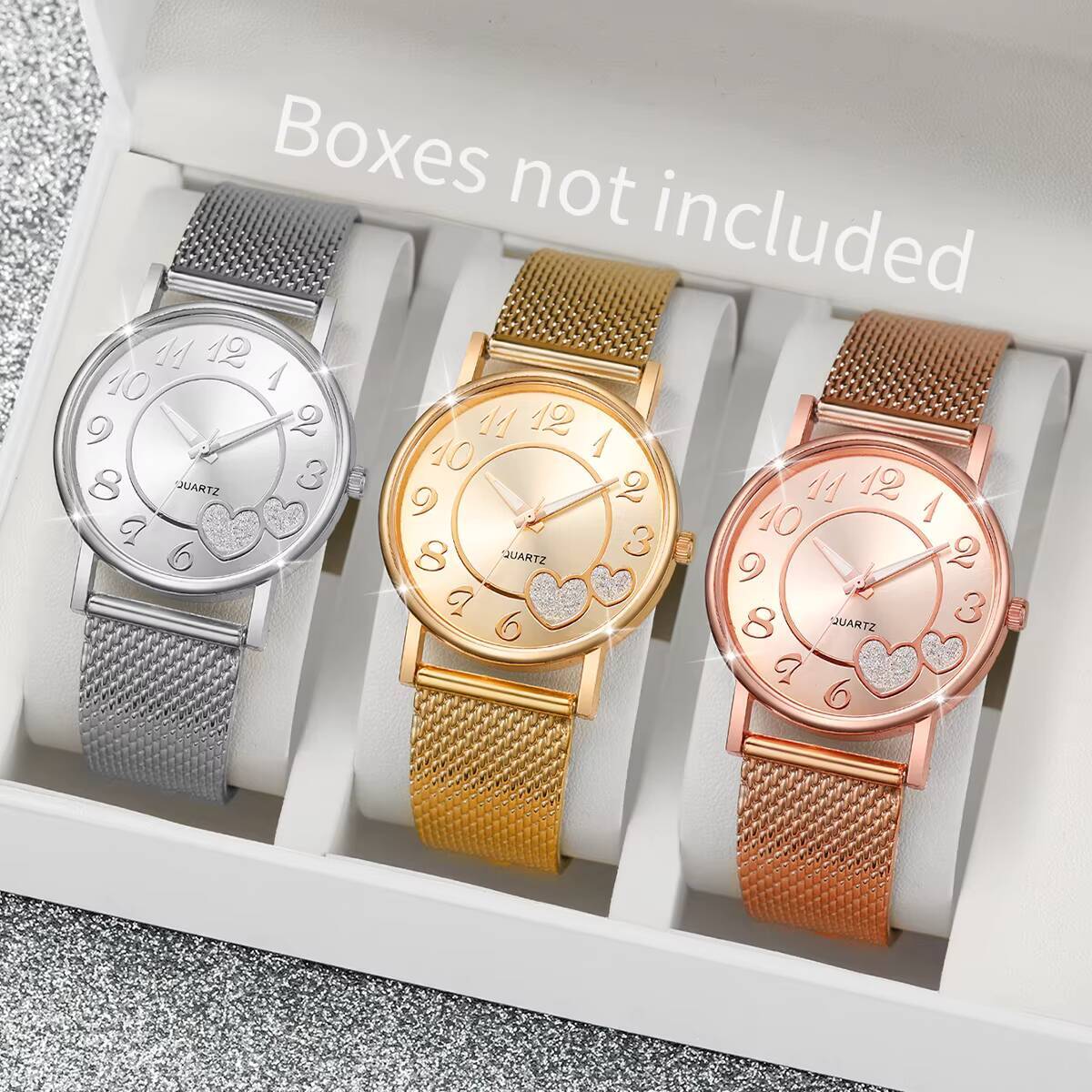 Open Heart Watch - 1/3 adet moda kalp kadranlı kadın