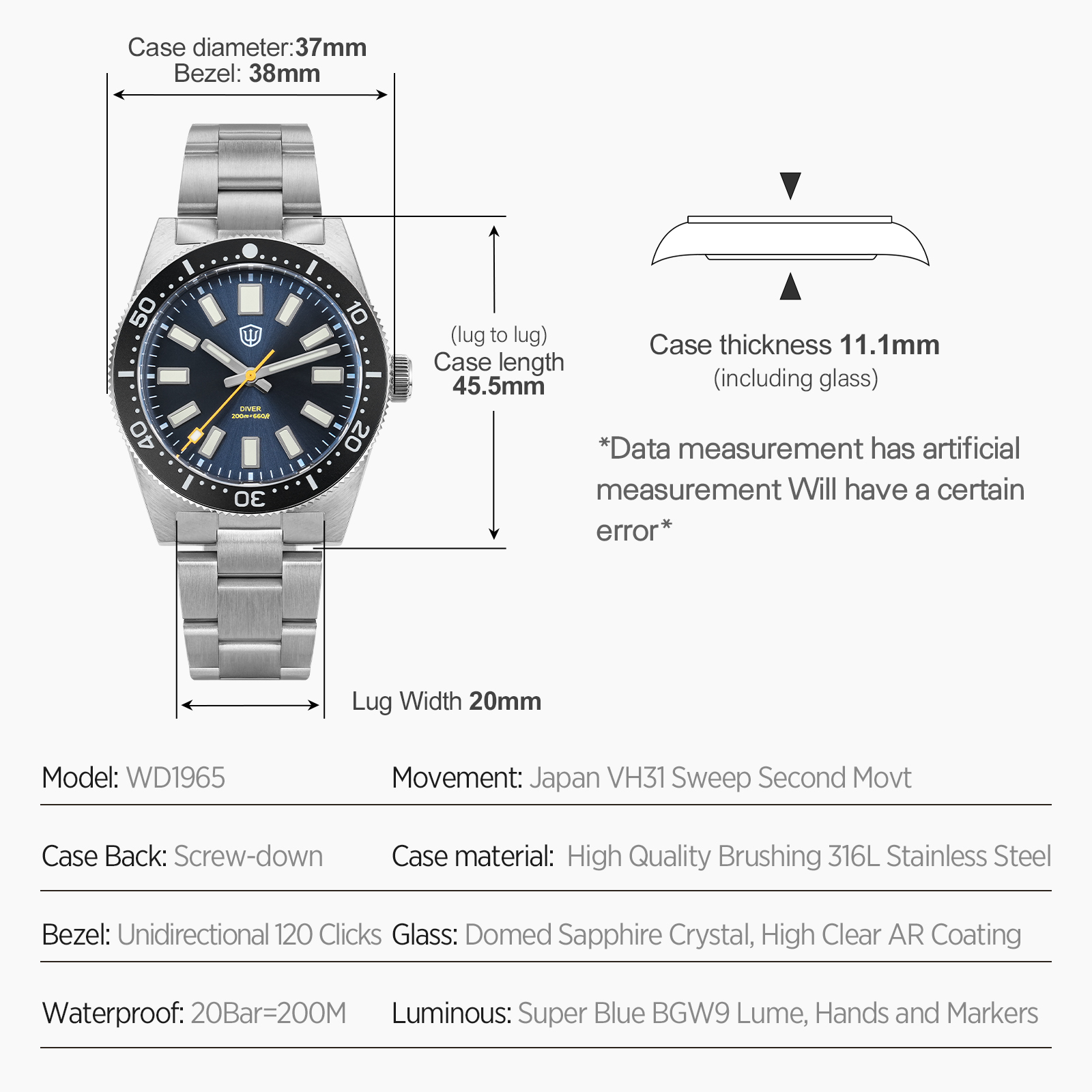 Watchdives 37Mm WD1965 V2 Erke - Luxury Watch With Bracelet incelemesi ve fiyatı
